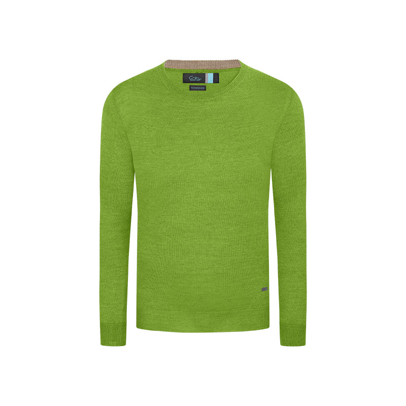Carlos Nieto Suéter Verde Medio Cuello Redondo Moda Masculina