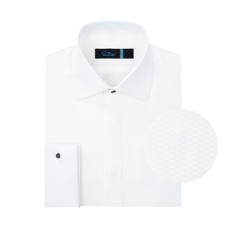 camisa smoking blanca peto diseno ojo de perdiz cn