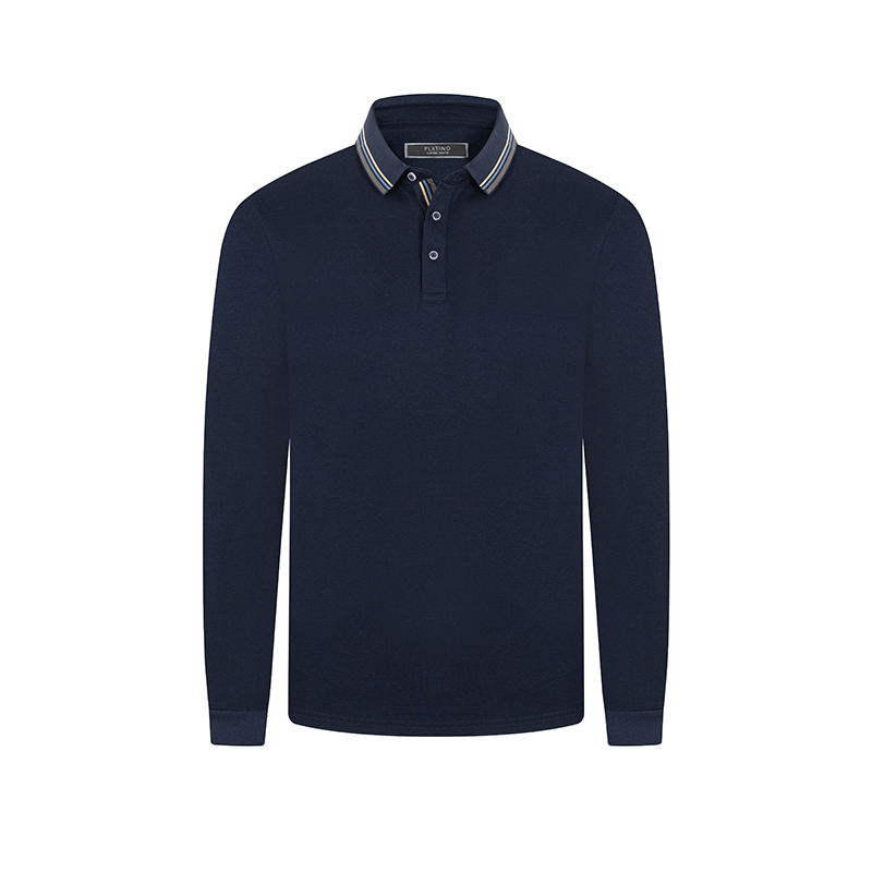 Polo Azul Oscuro de Manga Larga para Hombre Carlos Nieto